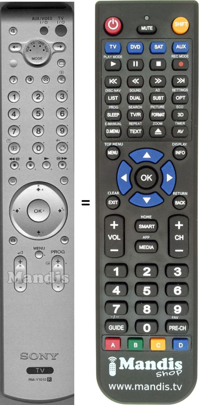 Replacement remote control Sony RM-Y1010