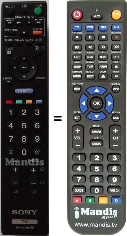 Replacement remote control Sony RM-ED016