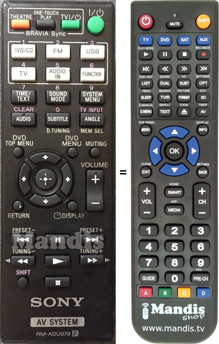 Replacement remote control Sony RM-ADU079