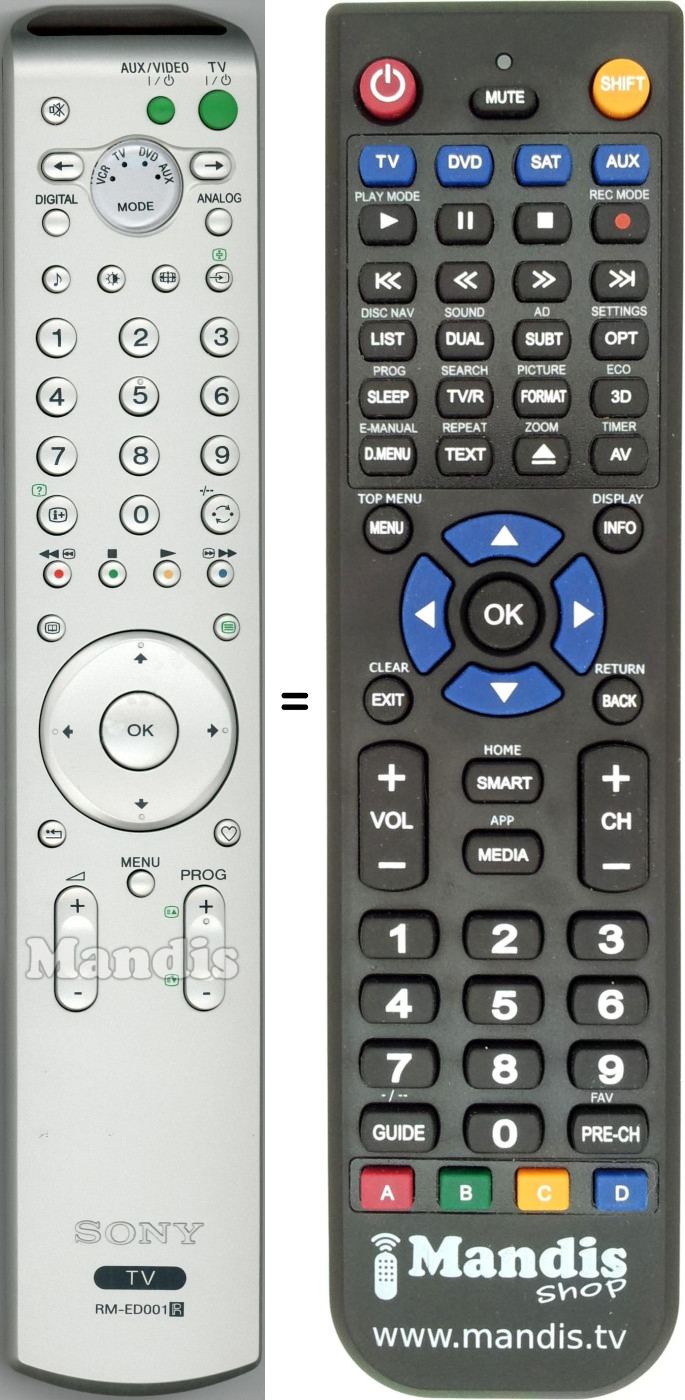 Replacement remote control Sony RM-ED001