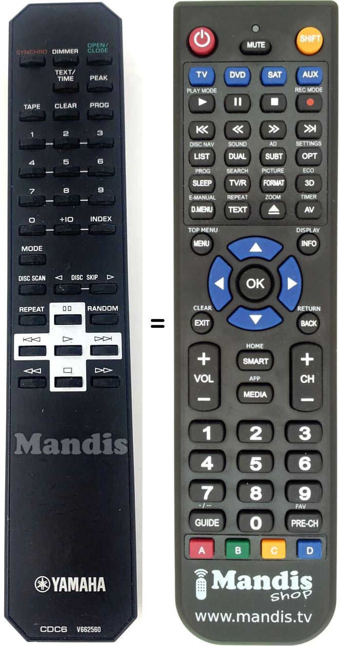 Replacement remote control Yamaha CDC6