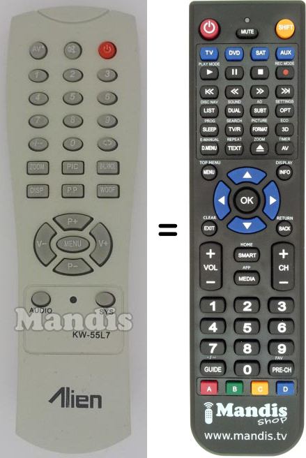 Replacement remote control KW-55L7