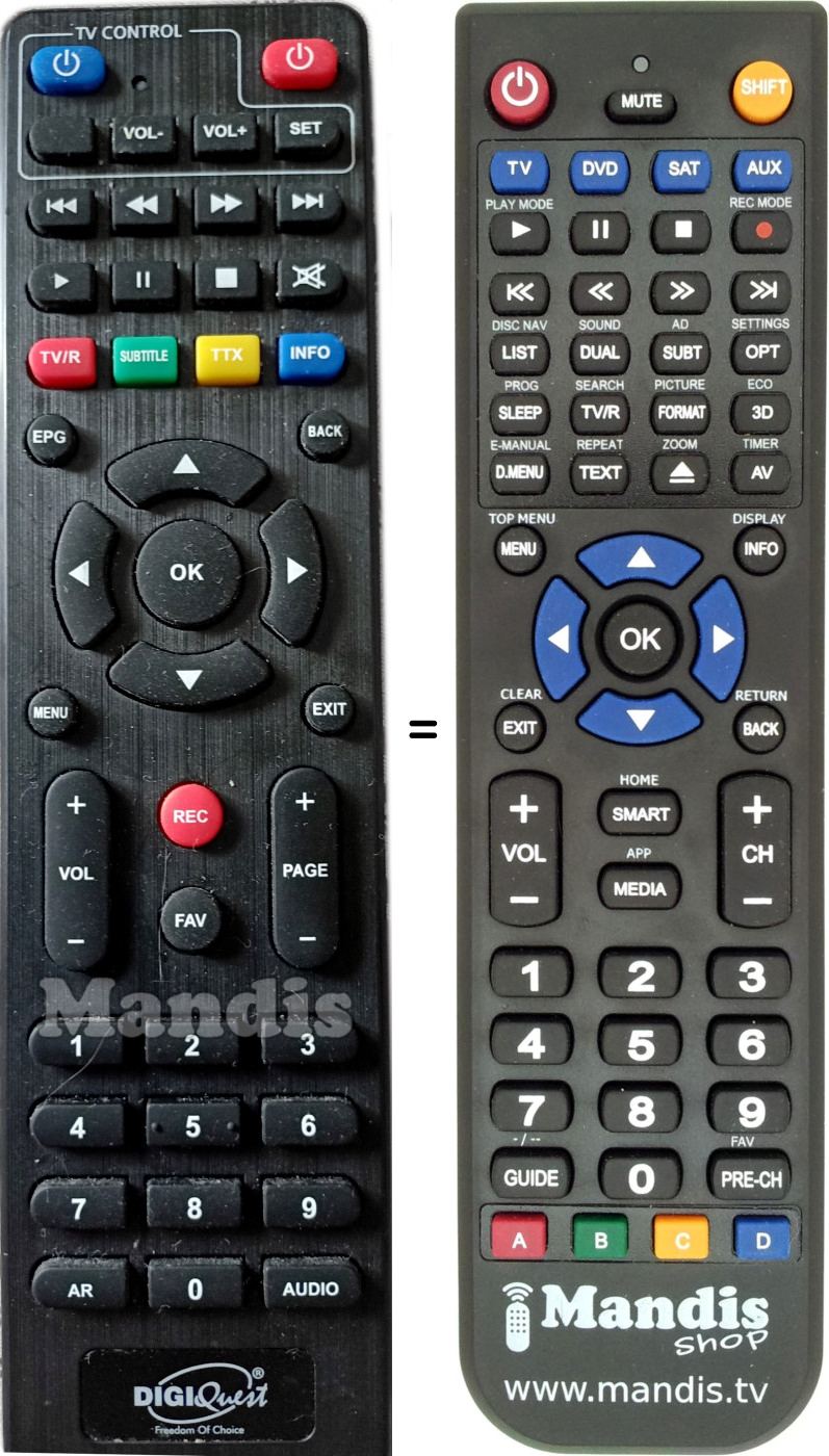 Replacement remote control DIGIQUEST RICD1201