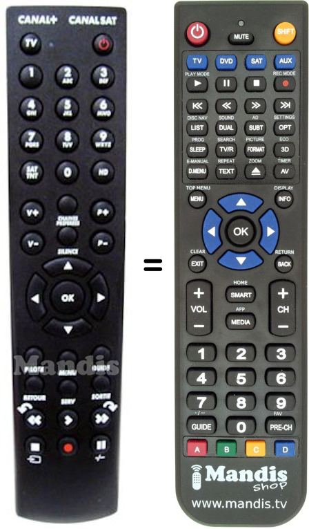 Replacement remote control CANAL+ REMCON474
