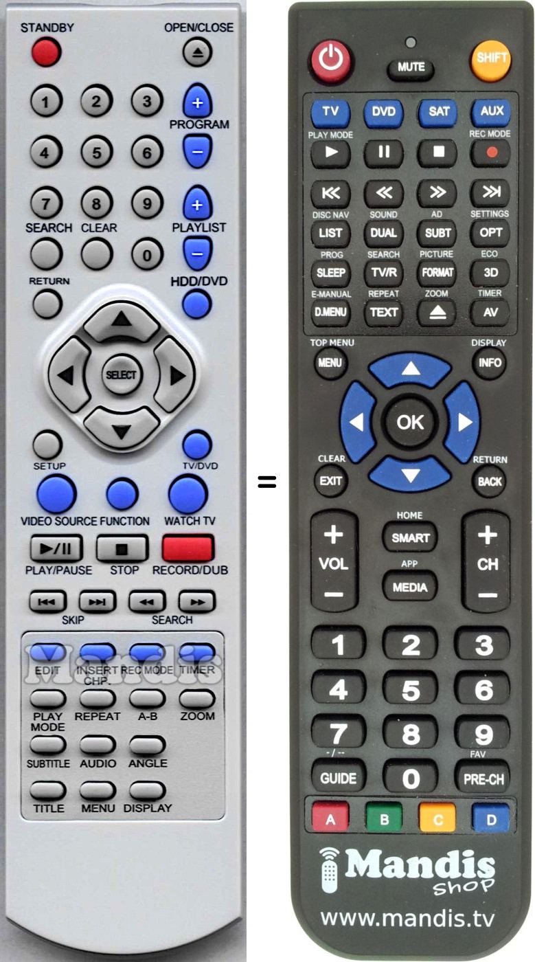 Replacement remote control Techwood RC2530-Vestel
