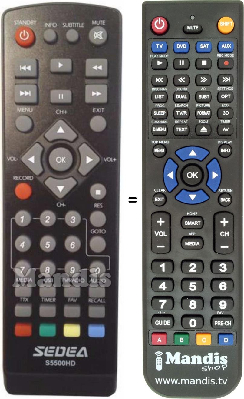 Replacement remote control Sedea DIGI 5000 HD