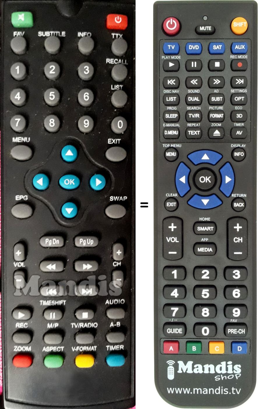 Replacement remote control Sogo SY-3124HD