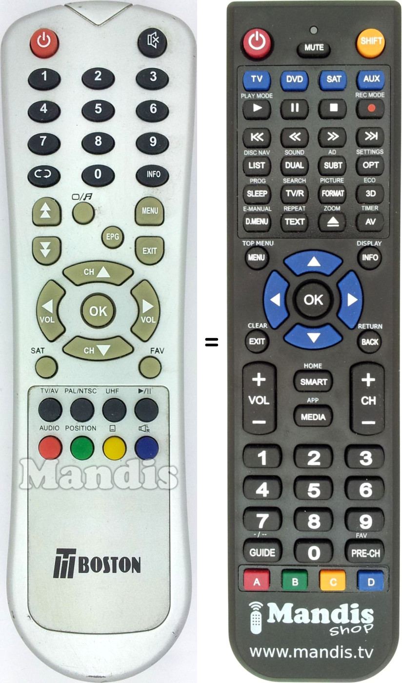 Replacement remote control Tboston DVB 4500