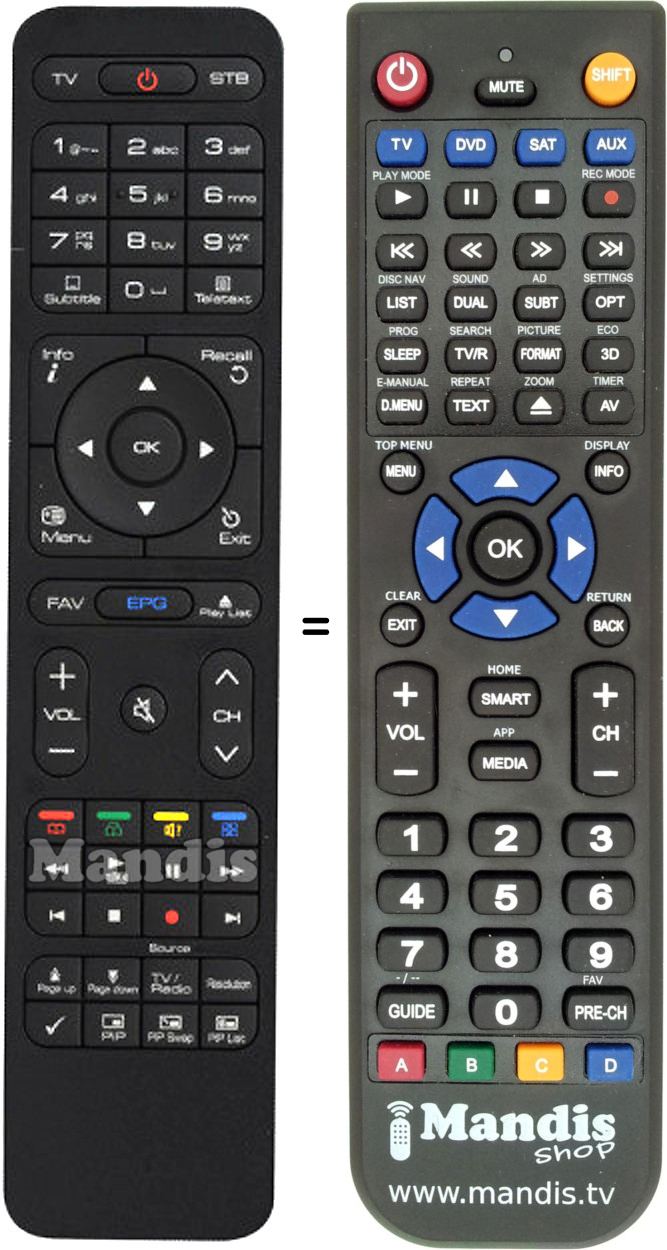 Replacement remote control Tiviar SX6