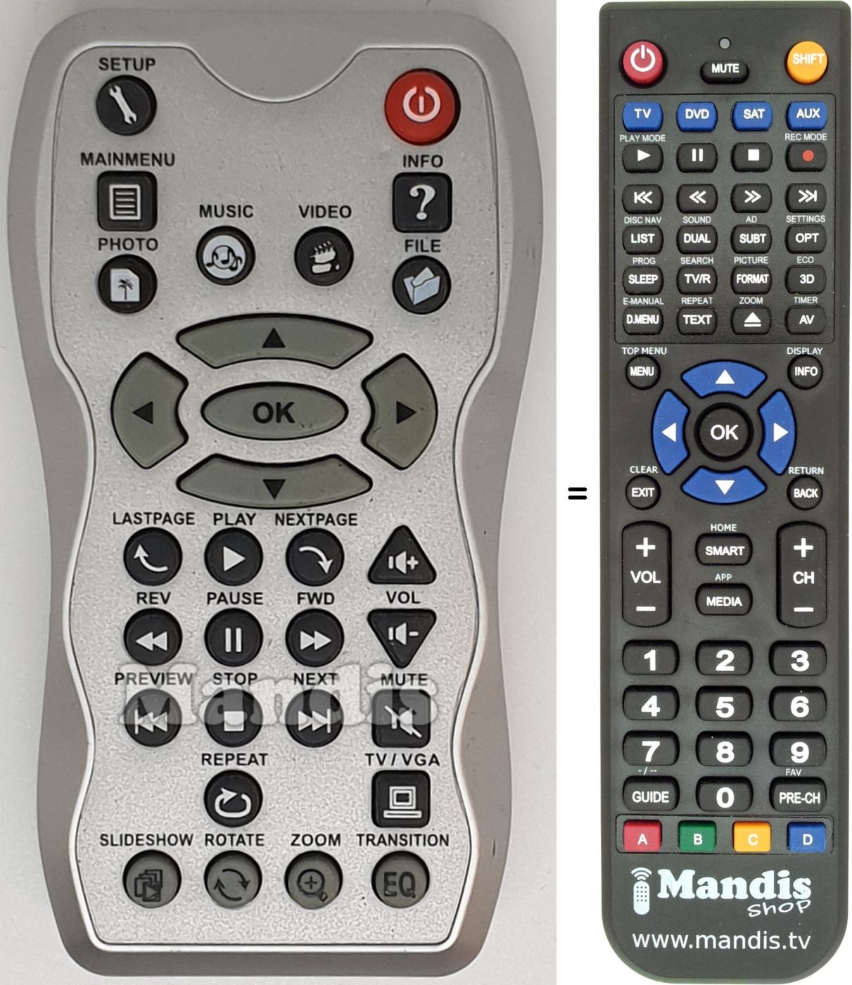 Replacement remote control REMCON1557