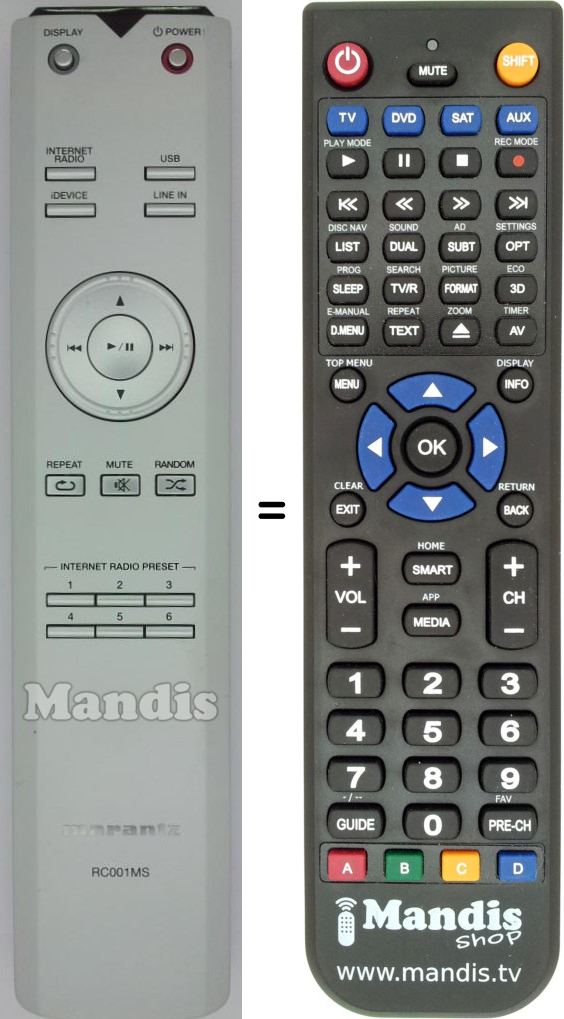 Replacement remote control RC001MS