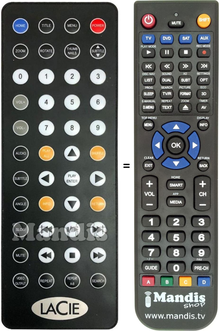 Replacement remote control Silverscreen 2