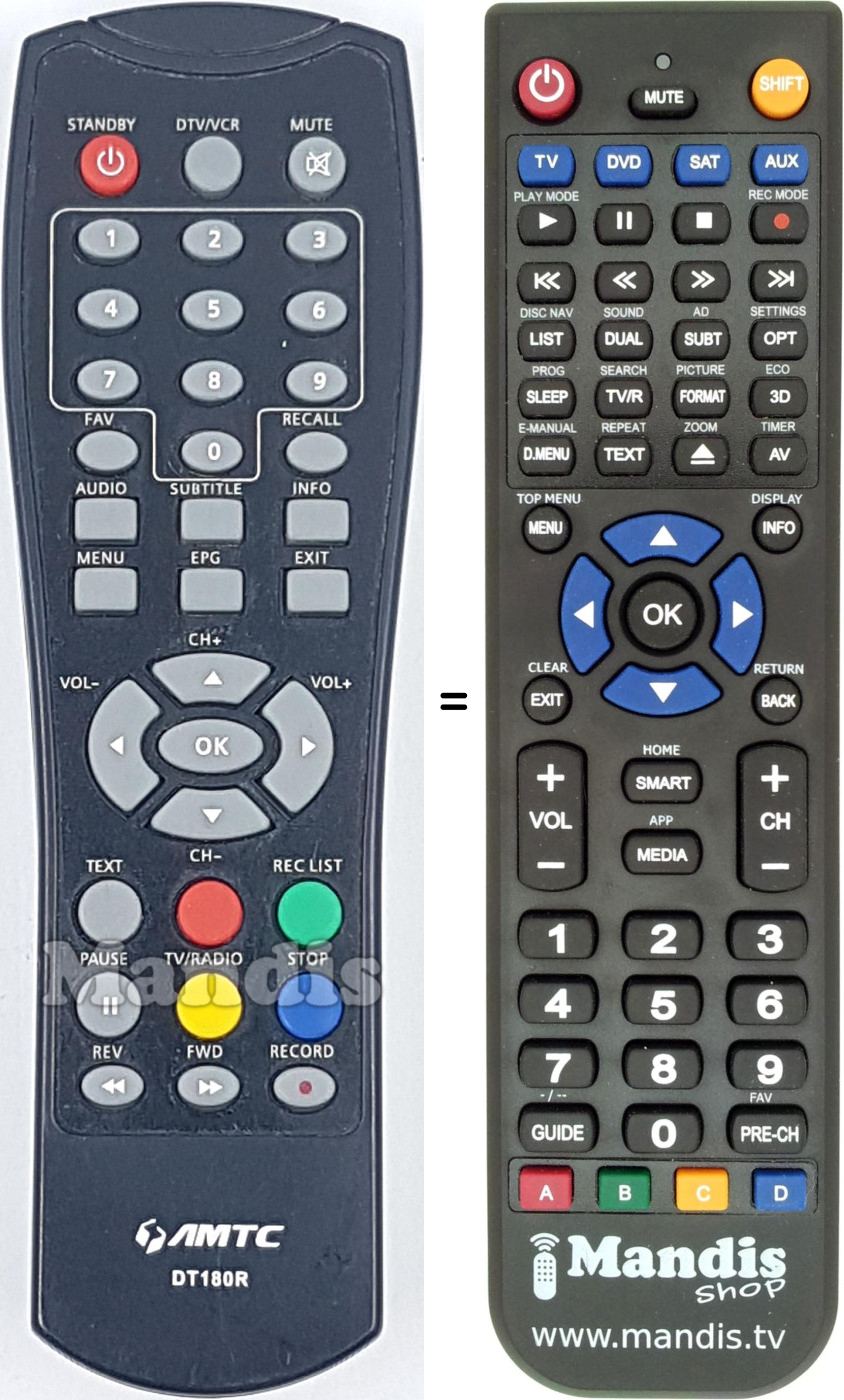 Replacement remote control AMTC DT180R