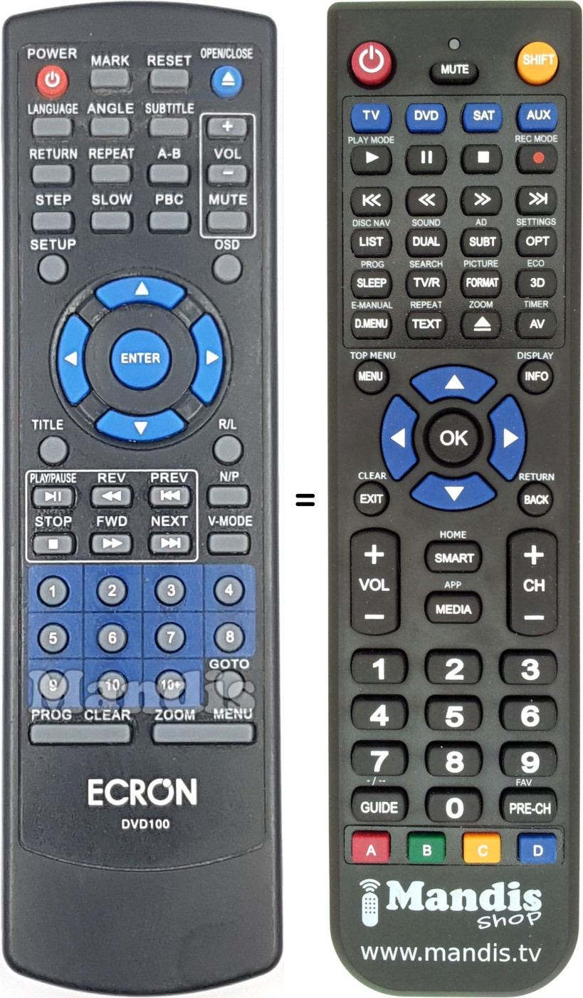 Replacement remote control DVD100