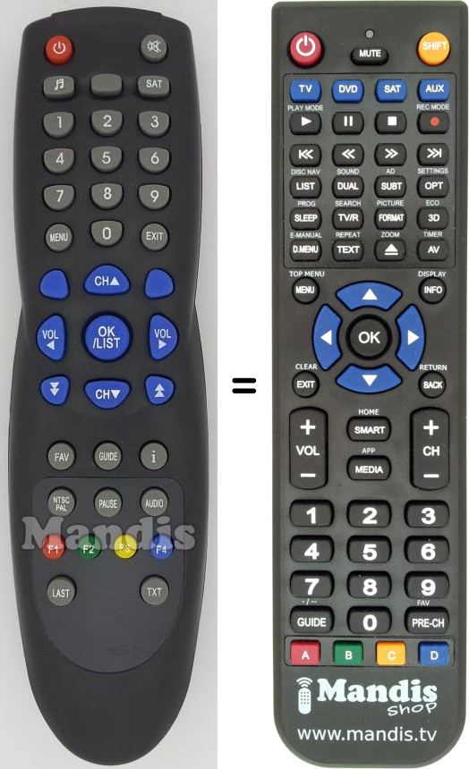 Replacement remote control Opentel005