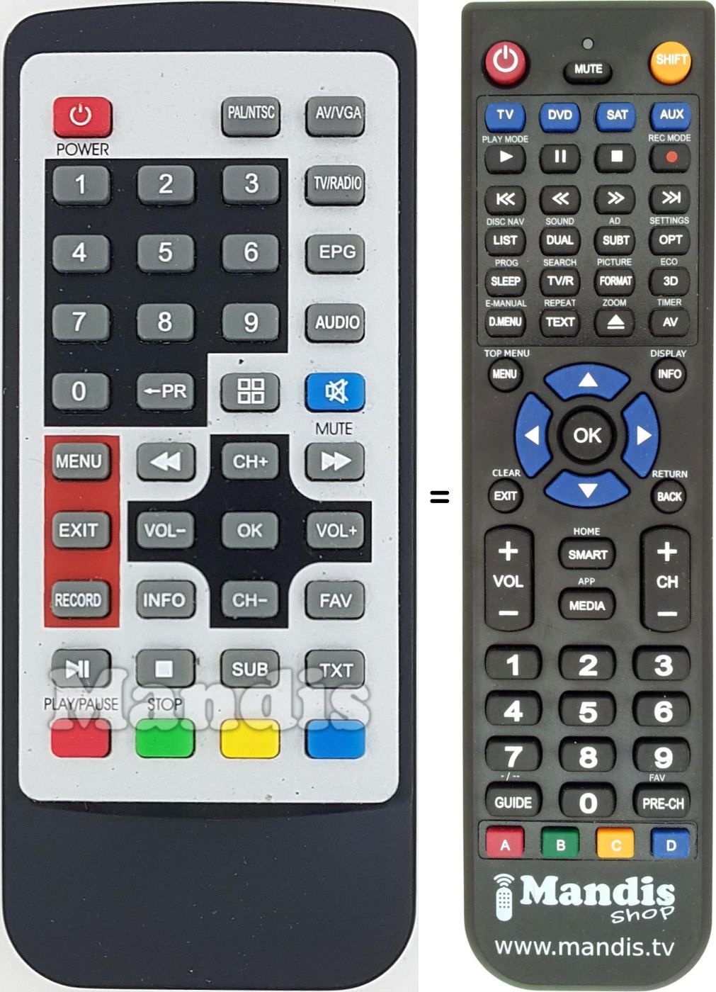 Replacement remote control REMCON1603