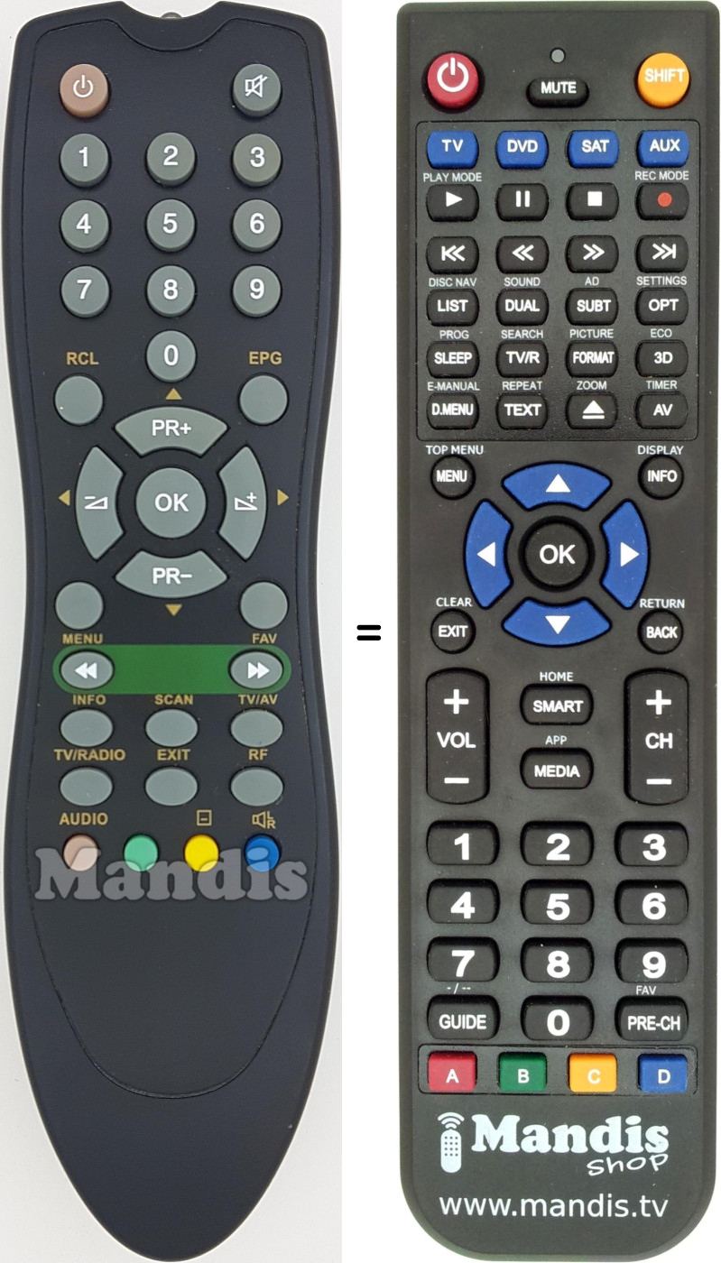 Replacement remote control RENCOM1610