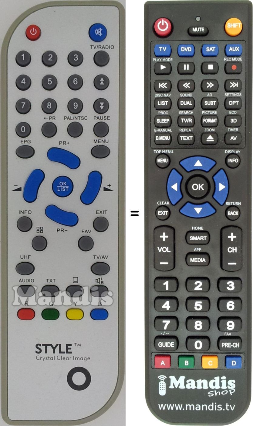 Replacement remote control Style001