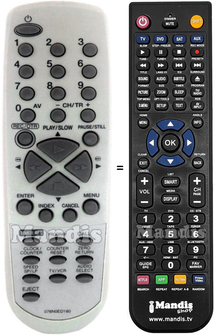 Replacement remote control Akai 076N0ED180