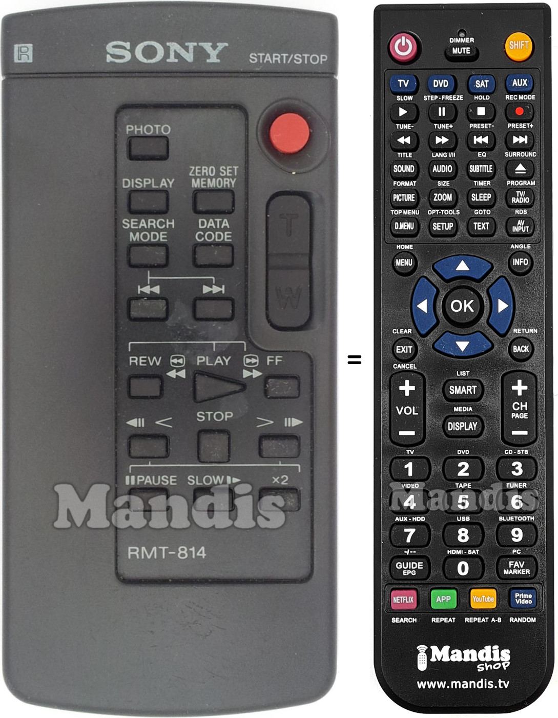 Replacement remote control Sony RMT-814