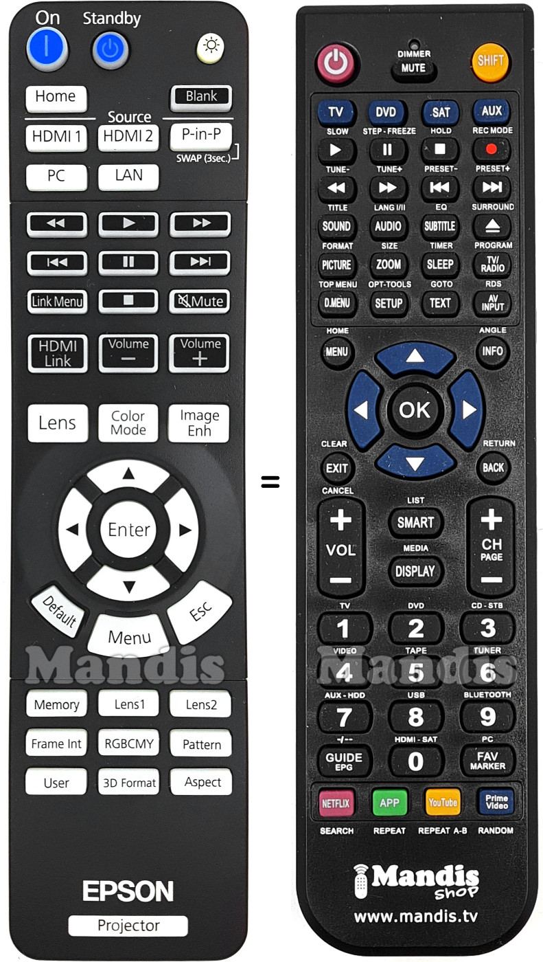 Replacement remote control Epson 1656526