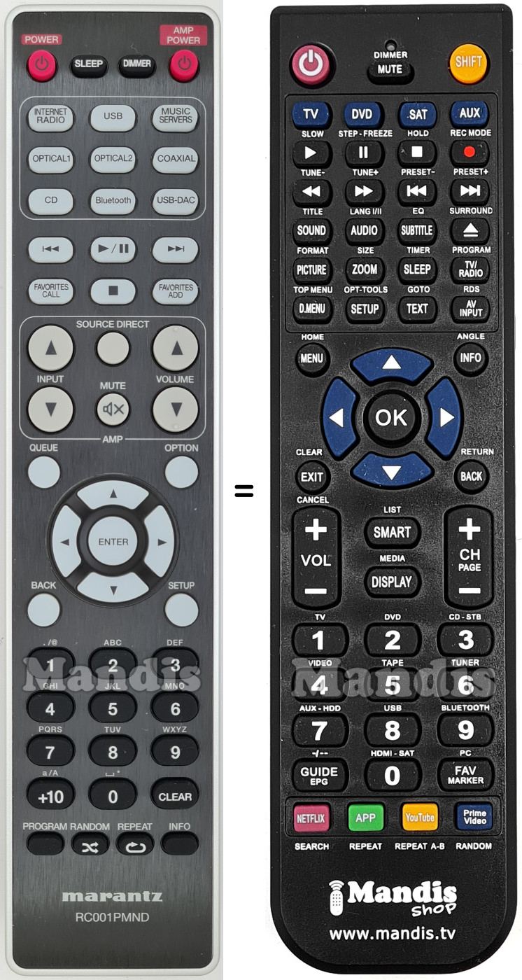 Replacement remote control Marantz RC001PMND