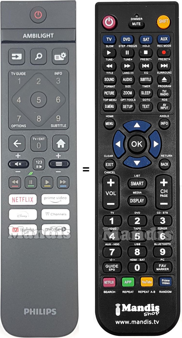 Replacement remote control Philips 398GR10BEPHNS000CR