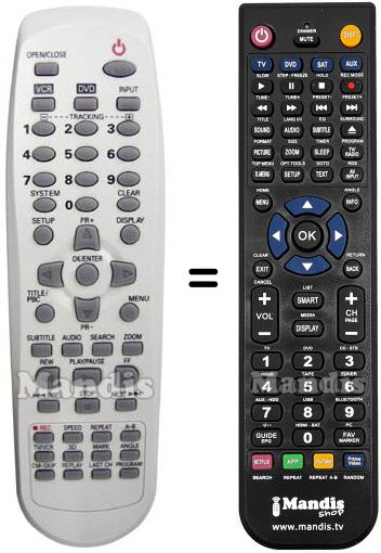 Replacement remote control Daewoo 97P1RA2BA0