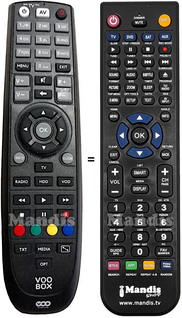 Replacement remote control VOO ADB2840C