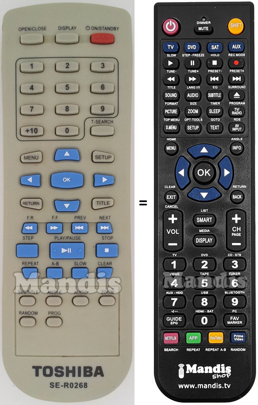 Replacement remote control Toshiba SE-R0268