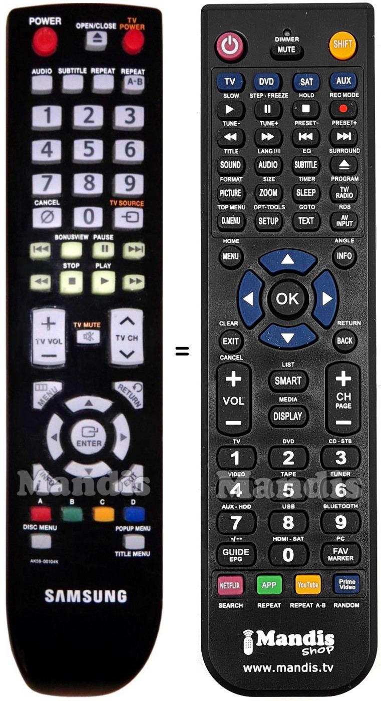 Replacement remote control Samsung AK59-00104 K