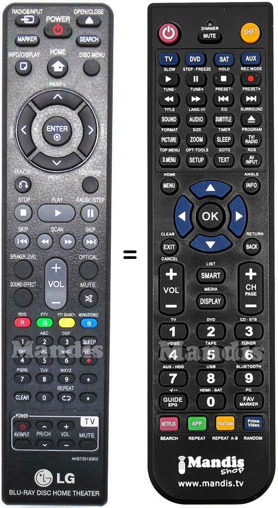 Replacement remote control LG AKB73315303