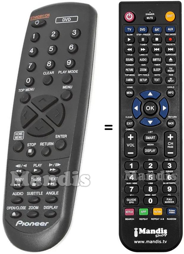Replacement remote control Pioneer DV2020