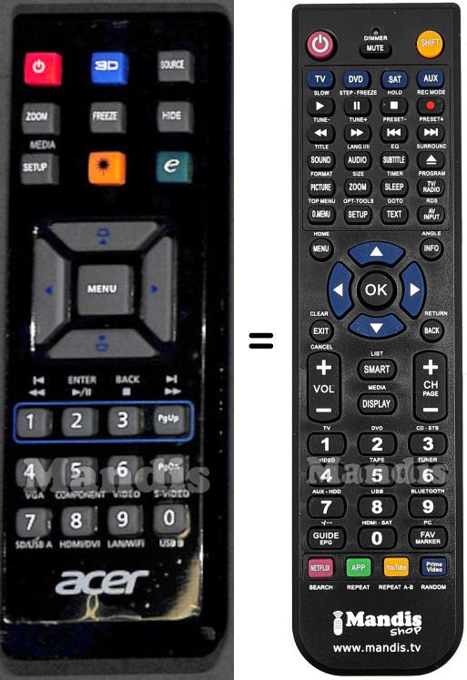 Replacement remote control Acer E-26110
