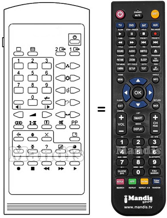 Replacement remote control Erres REMCON335