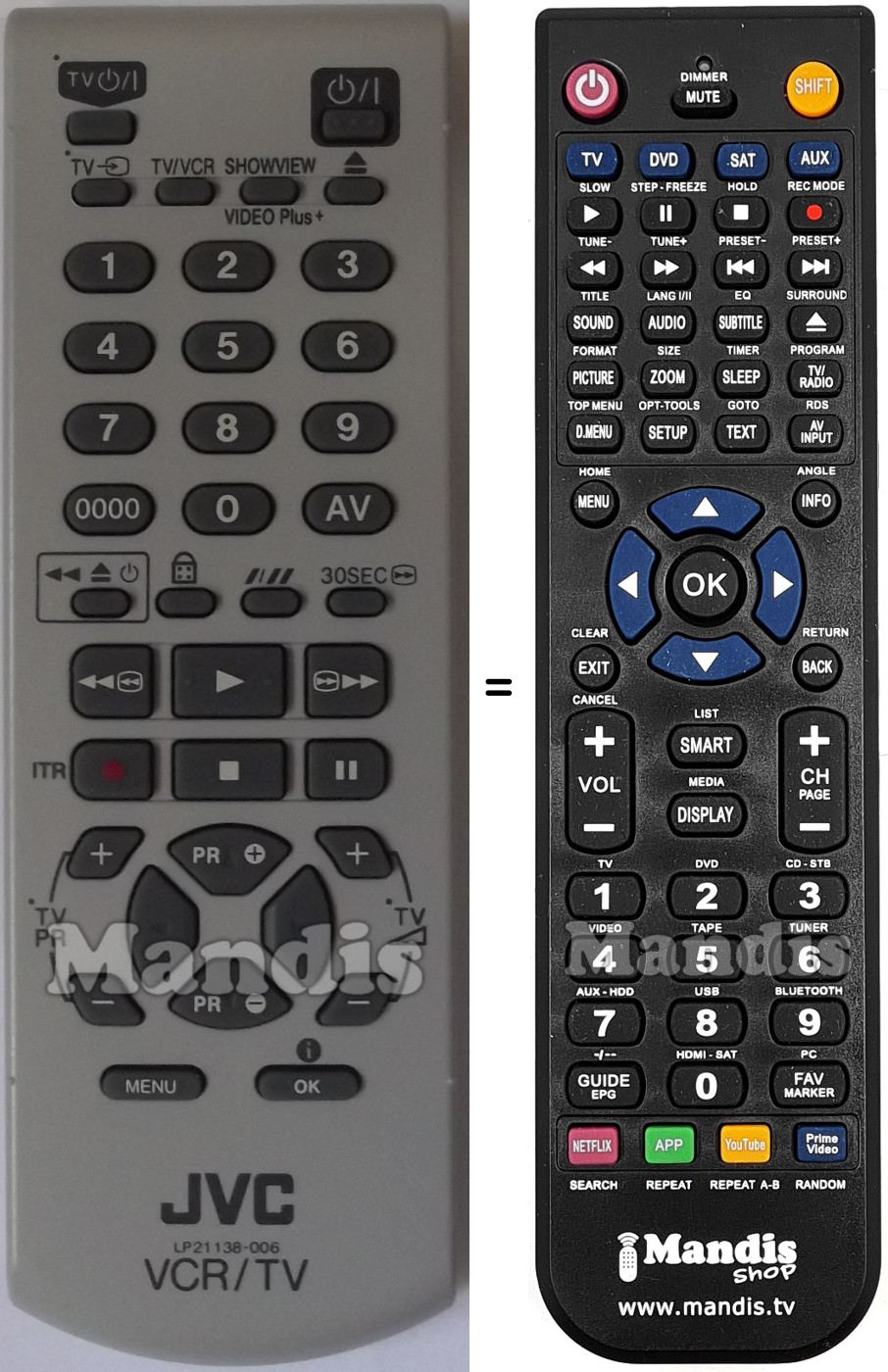 Replacement remote control JVC LP21138006