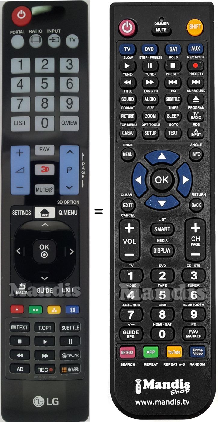 Replacement remote control Goldstar AKB74115502