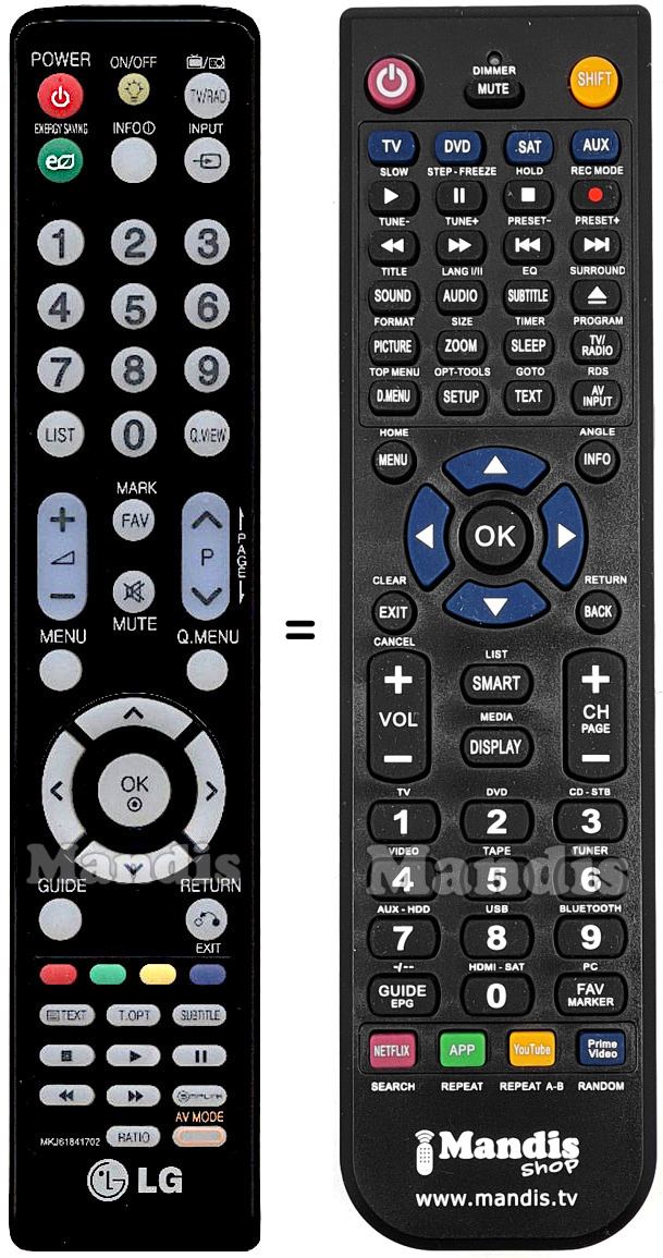 Replacement remote control LG MKJ61841702