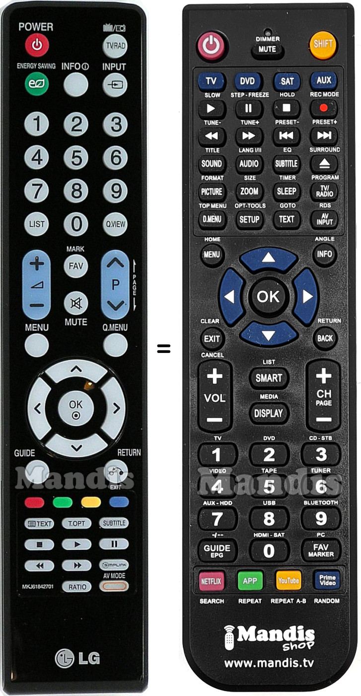 Replacement remote control LG MKJ61842701