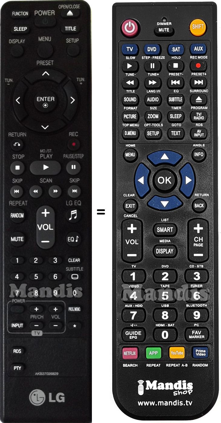Replacement remote control LG AKB37026829