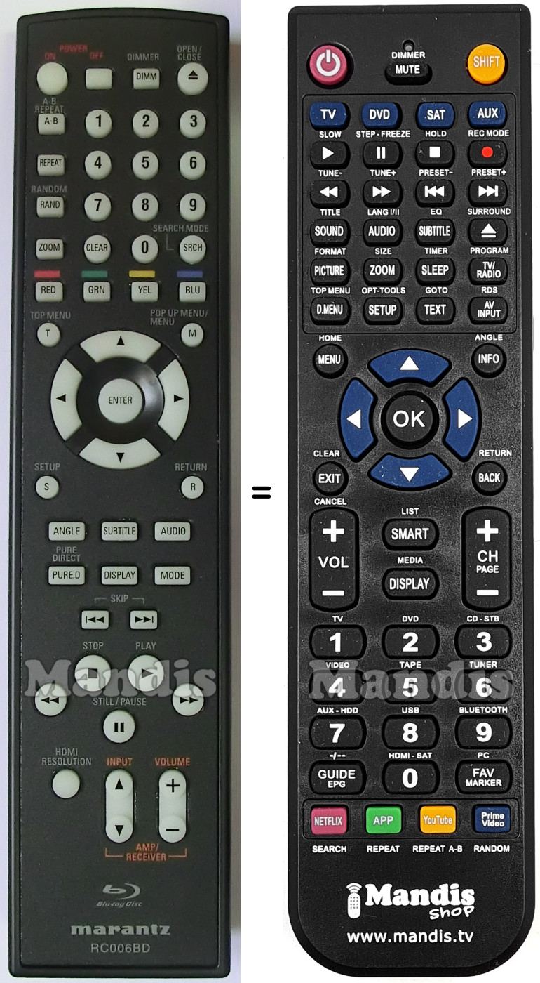 Replacement remote control Marantz RC006BD