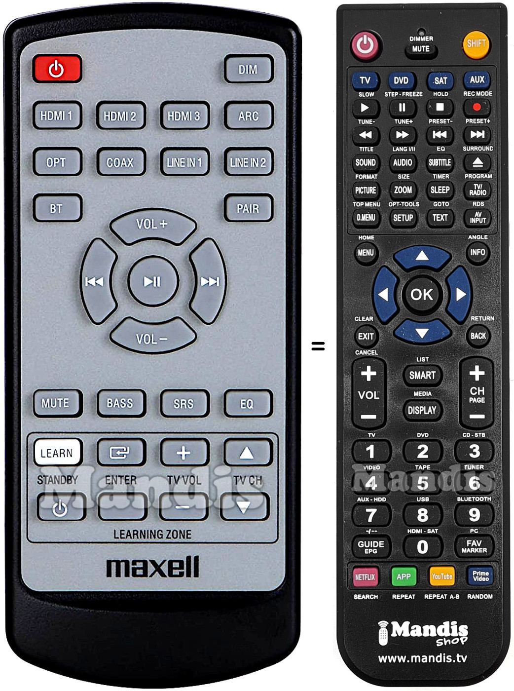 Replacement remote control Maxell MXSP-SB3000