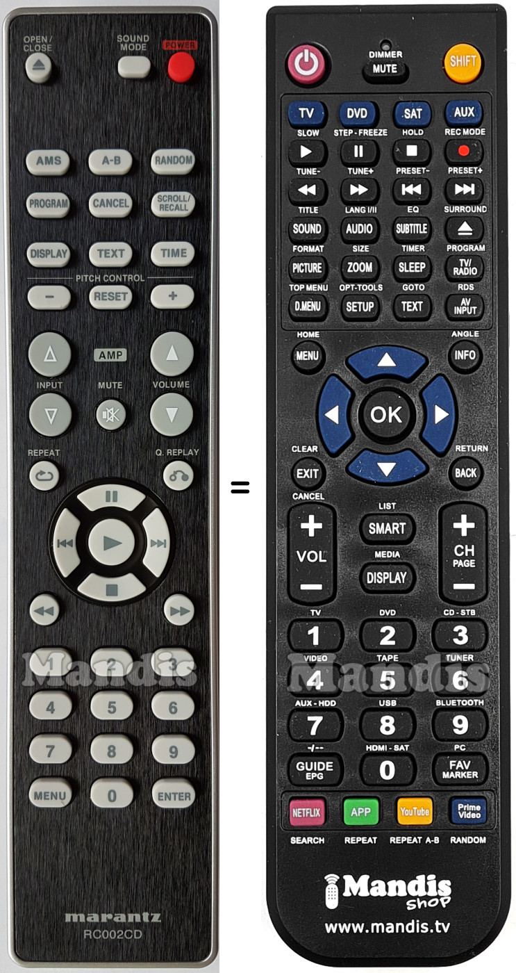 Replacement remote control Marantz RC002CD