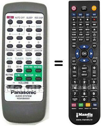 Replacement remote control Panasonic N2QAGB000001