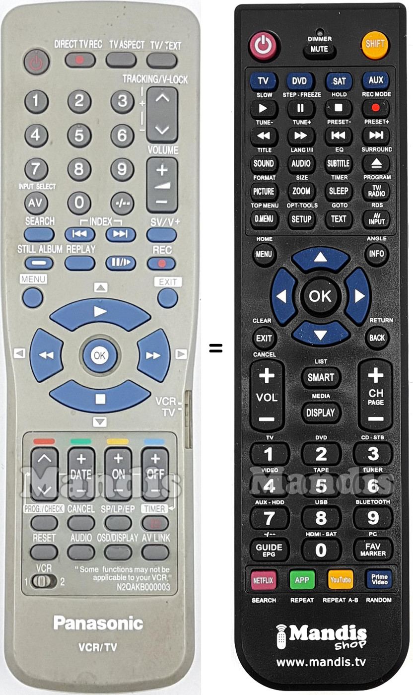 Replacement remote control Panasonic N2QAKB000003