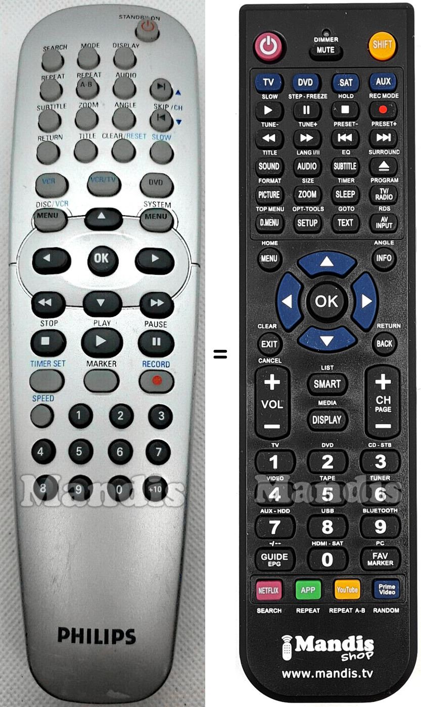 Replacement remote control Philips NA725UD