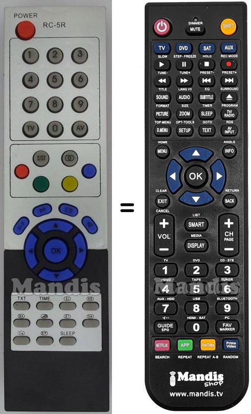 Replacement remote control EASY LIVING RC-5R