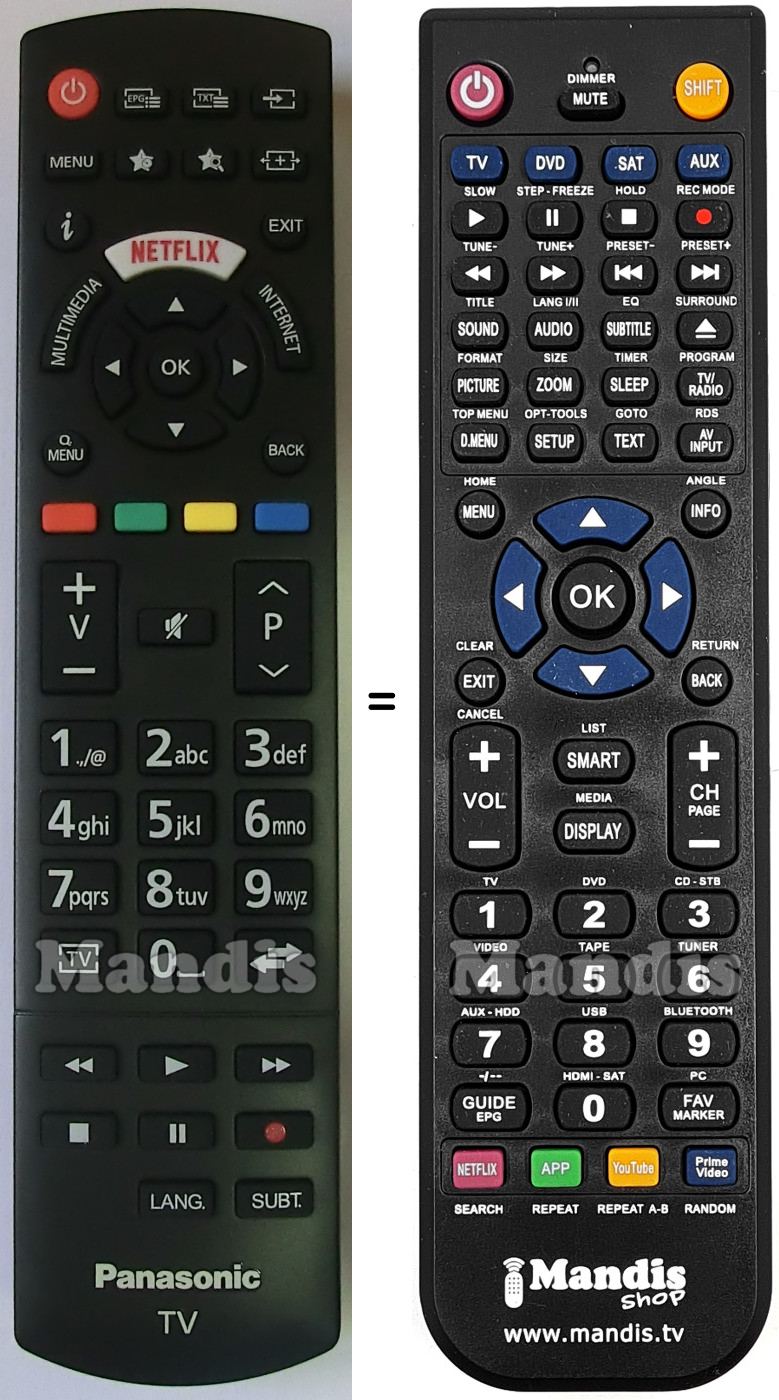 Replacement remote control Panasonic RCA49128