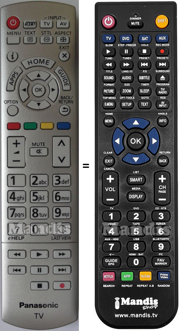 Replacement remote control Panasonic N2QAYB000928