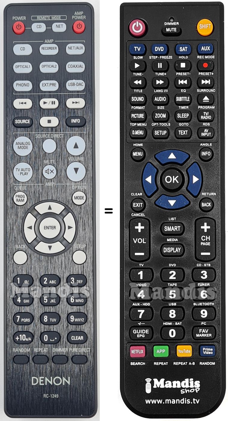 Replacement remote control RC1249